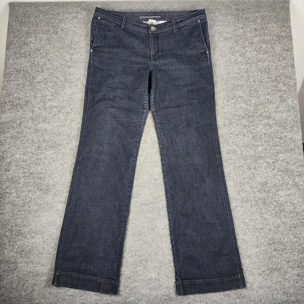 Banana Republic Dark Trouser Jeans Mens 33x34 Blue Dark Wash Straight Denim